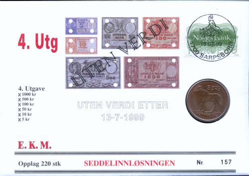Bilde av Seddelinnløsning 13-7-1999 - 4. Utg